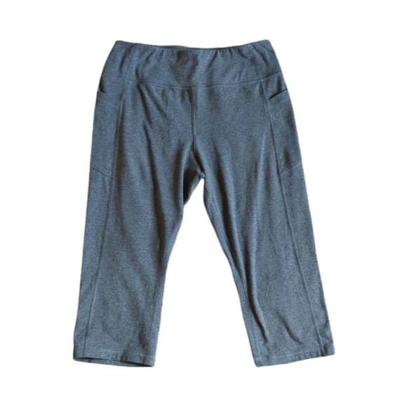 Athletic Works Pants - Athletic Works High Rise Gray Cropped Capri Leggings Phone Pocket Size Large